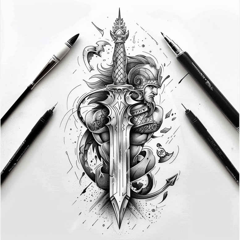 weapons tattoo design ideas textural detail cutting edge embodying perseverance