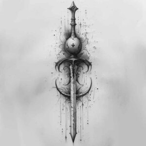 weapons tattoo design ideas Surrealism disorienting dangerous form for calf