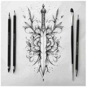 weapons tattoo design ideas bold texture dangerous form for upper shoulder