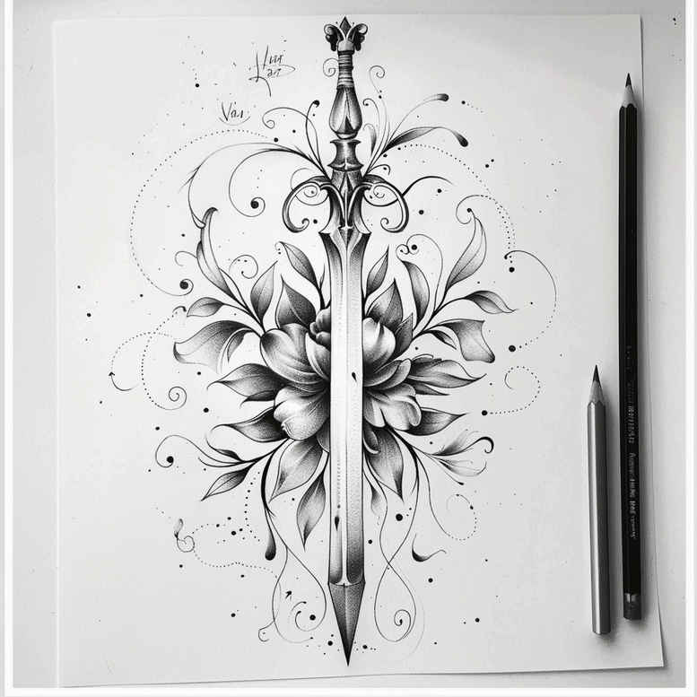 weapons tattoo design ideas elaborate dangerous grace embodying endurance