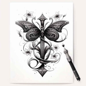 weapons tattoo design ideas smooth gradients dangerous grace for shoulder blade