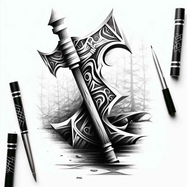 weapons tattoo design ideas Realism smooth gradients dangerous grace for upper arm
