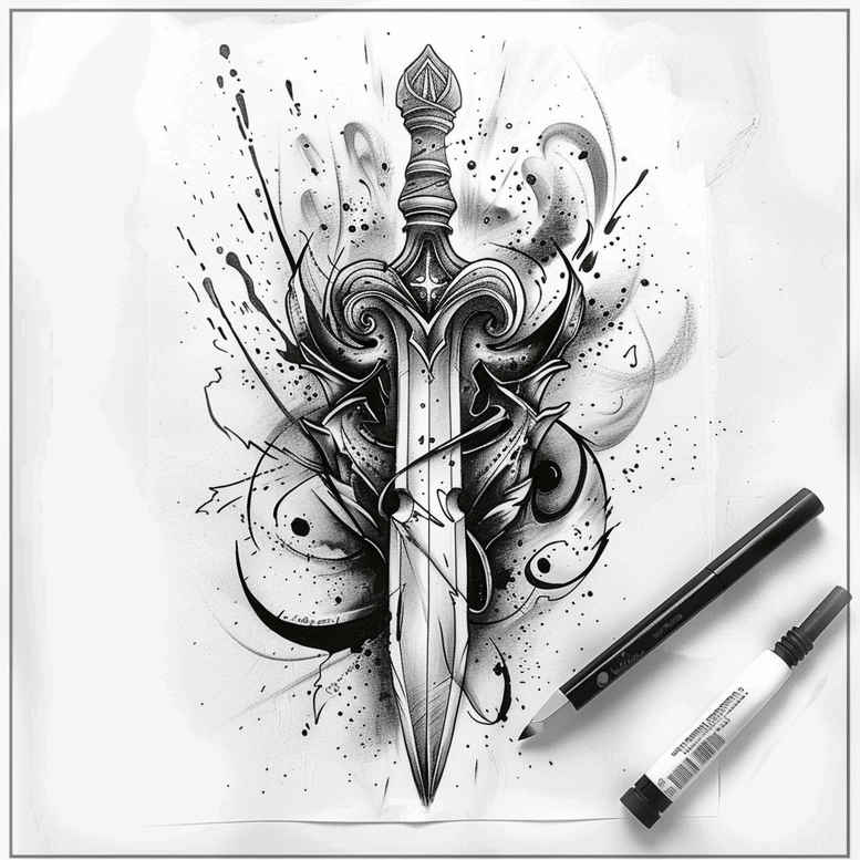 weapons tattoo design ideas Surrealism metamorphosis dangerous grace symbolising strength