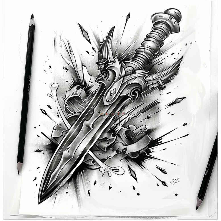 weapons tattoo design ideas enhanced shading deadly ink for back shoulder