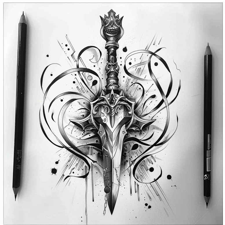 weapons tattoo design ideas accent shading deadly ink for shoulder