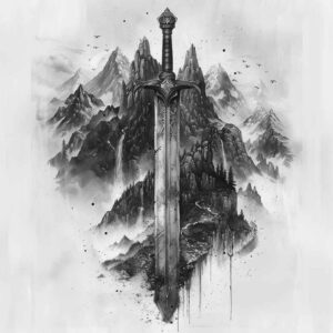 weapons tattoo design ideas textured shading forged symbol symbolising endurance