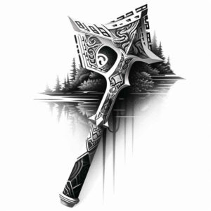 weapons tattoo design ideas solid blacks metal cut determination and power