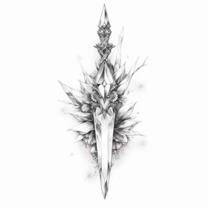 weapons tattoo design ideas Realism inner glow metal cut for scapula