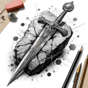weapons tattoo design ideas deep-shading primal strike for full back