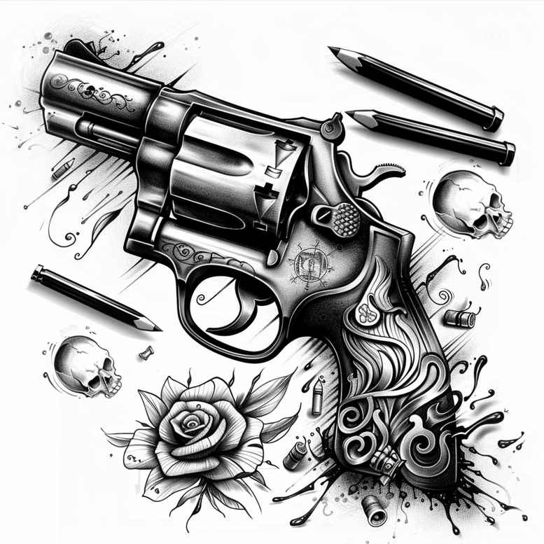 weapons tattoo design ideas Realism photo-like tattoo sharp force for behind ear