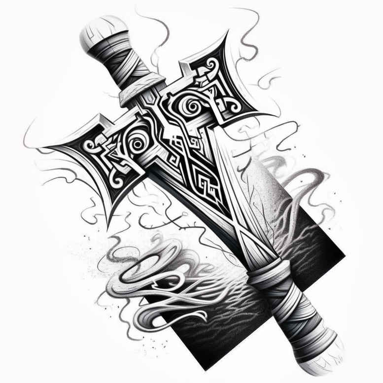 weapons tattoo design ideas Surrealism dreamscape strike design resilience and power