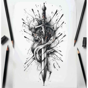 weapons tattoo design ideas Surrealism shifting shapes sword silhouette for wrist