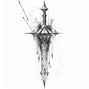 weapons tattoo design ideas Realism visual accuracy sword silhouette symbolising determination