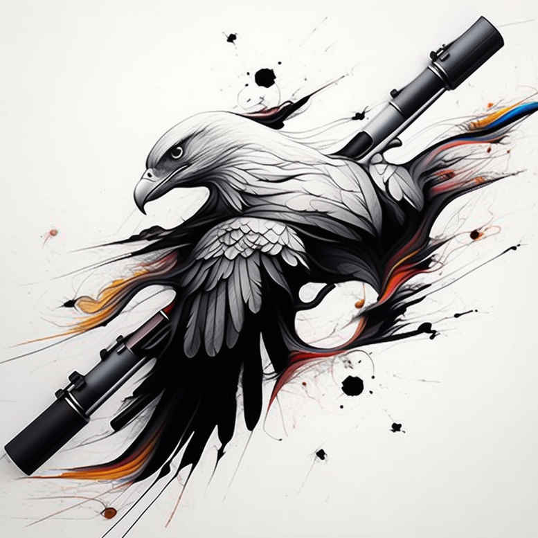 weapons tattoo design ideas hyperrealistic tactical design represents strength