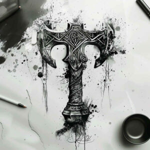 ornamental-detail-tattoo-neotraditional-layered-fill-for-shin – tattoo design ideas free ai generated – Gallery: weapons-vikings-inkby-ai