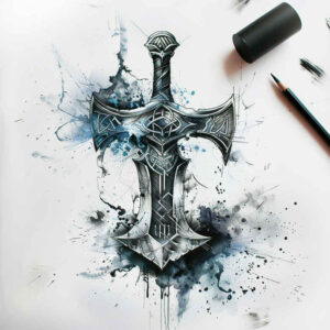 weapons-vikings tattoo design ideas symbol mark high-contrast embodying determination