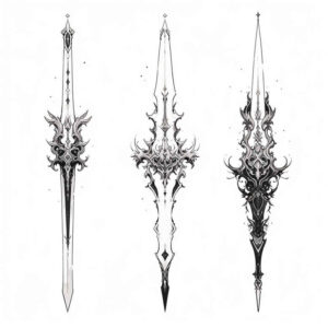 weapons-with-power-motif-circle-segments-for-knee – tattoo design ideas free ai generated – Gallery: weapons-inkby-ai
