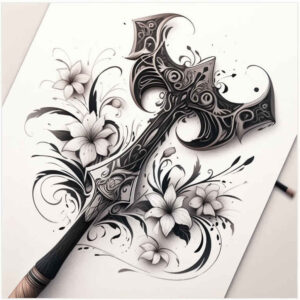 spears-enlightenment-for-behind-ear – tattoo design ideas free ai generated – Gallery: weapons-inkby-ai