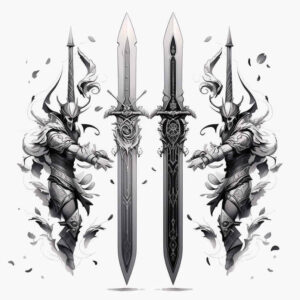 weapons-with-artistic-detail-spirituality-for-collarbone – tattoo design ideas free ai generated – Gallery: weapons-inkby-ai