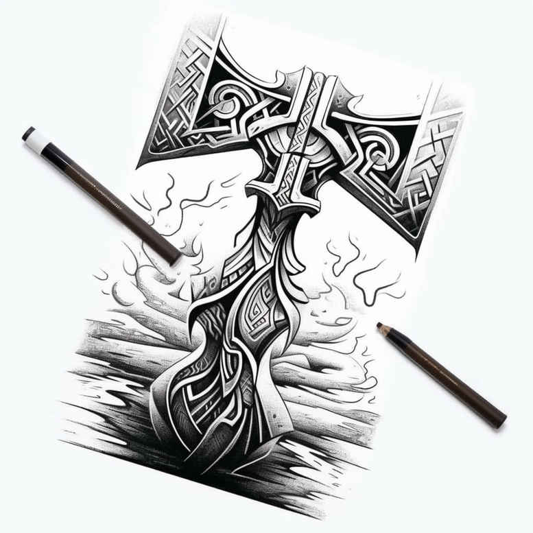 weapons-with-war-motif-vibration-for-side – tattoo design ideas free ai generated – Gallery: weapons-inkby-ai