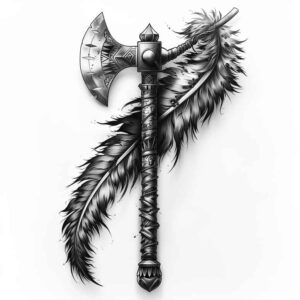 weapons-with-strength-and-courage-motif-soft-curves-for-lower-thigh – tattoo design ideas free ai generated – Gallery: weapons-inkby-ai