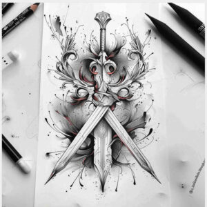 shields-soft-curves-for-behind-ear – tattoo design ideas free ai generated – Gallery: weapons-inkby-ai