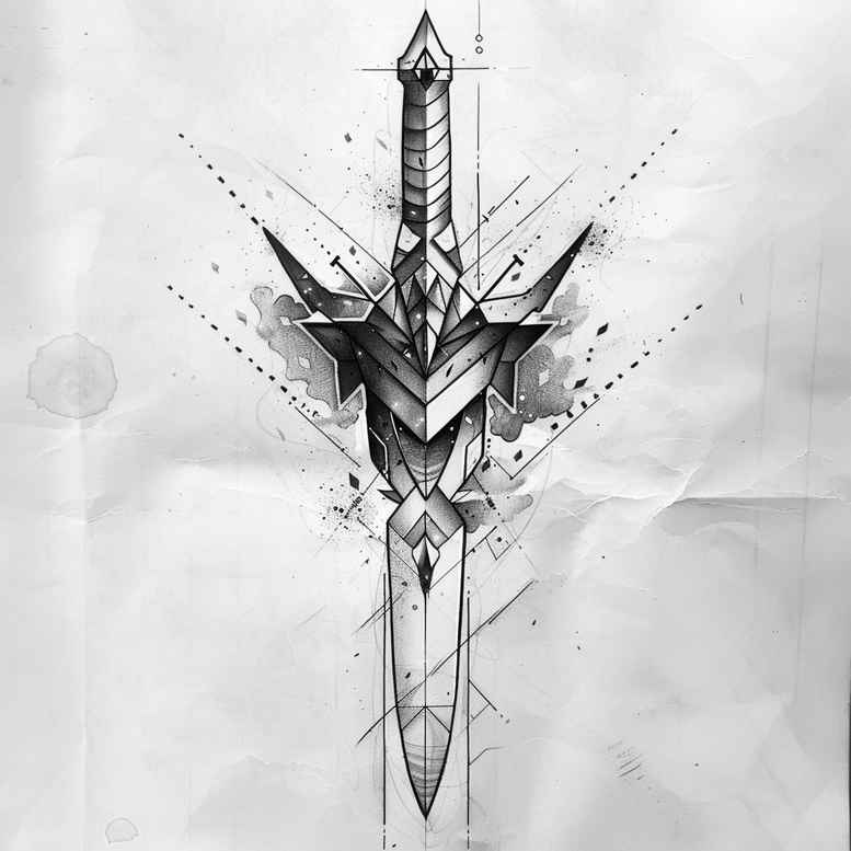 weapons-with-spiritual-protection-motif-for-men-symmetric-for-upper-chest – tattoo design ideas free ai generated – Gallery: weapons-inkby-ai