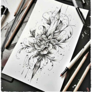 weapons-with-strength-and-courage-motif-mandala-border-for-shoulder – tattoo design ideas free ai generated – Gallery: weapons-inkby-ai