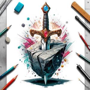 weapons-with-bravery-motif-mystic-for-lower-back – tattoo design ideas free ai generated – Gallery: weapons-inkby-ai