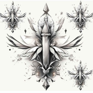 weapons-with-bravery-motif-kaleidoscope-for-palm – tattoo design ideas free ai generated – Gallery: weapons-inkby-ai