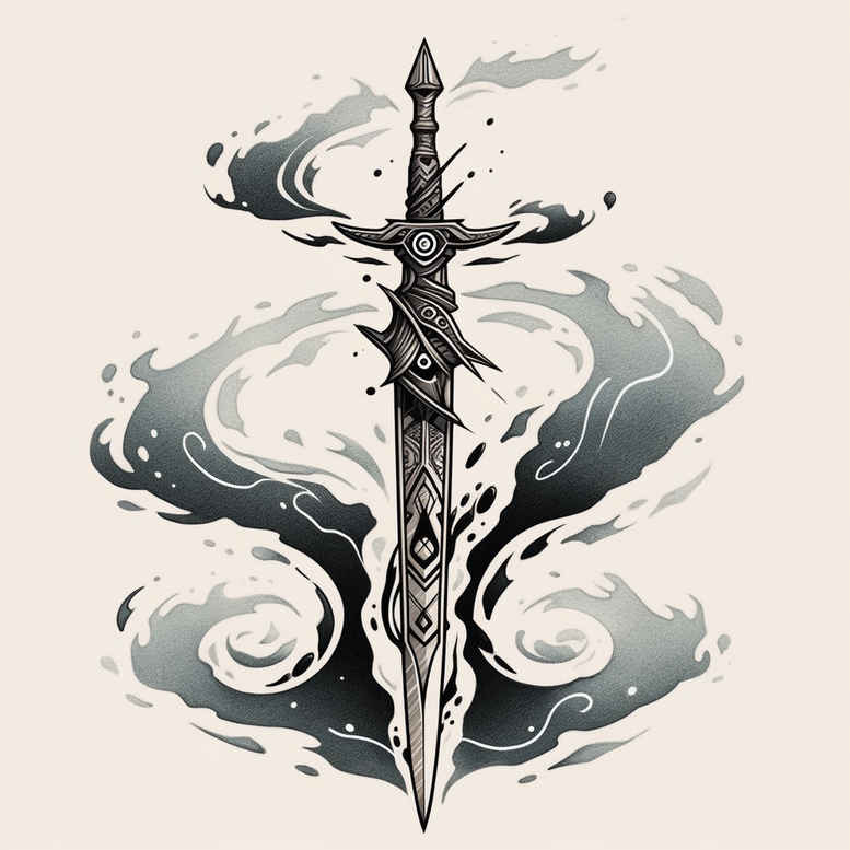 weapons-with-magic-motif-meditative-for-toe – tattoo design ideas free ai generated – Gallery: weapons-inkby-ai
