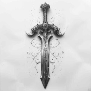 weapons-with-shading-ornate-for-lower-chest – tattoo design ideas free ai generated – Gallery: weapons-inkby-ai