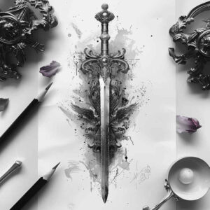 weapons-with-motion-enlightenment-for-scapula – tattoo design ideas free ai generated – Gallery: weapons-inkby-ai