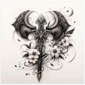 weapons-with-battle-and-honor-motif-fractal-for-palm – tattoo design ideas free ai generated – Gallery: weapons-inkby-ai