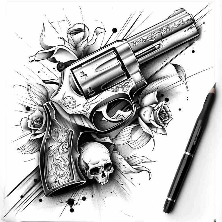 weapons-with-shadow-and-light-continuous-pattern-for-abdomen – tattoo design ideas free ai generated – Gallery: weapons-inkby-ai