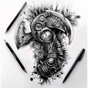 weapons-delicate-outline-for-stomach – tattoo design ideas free ai generated – Gallery: weapons-inkby-ai