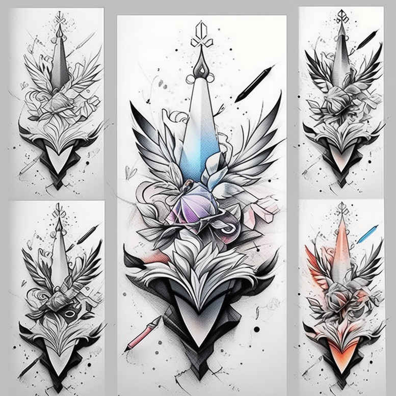 axes-sacred-symbol-for-upper-back – tattoo design ideas free ai generated – Gallery: weapons-inkby-ai