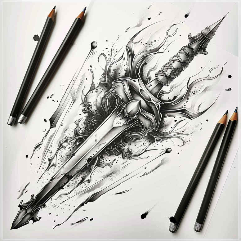 swords-repetition-for-side-torso – tattoo design ideas free ai generated – Gallery: weapons-inkby-ai