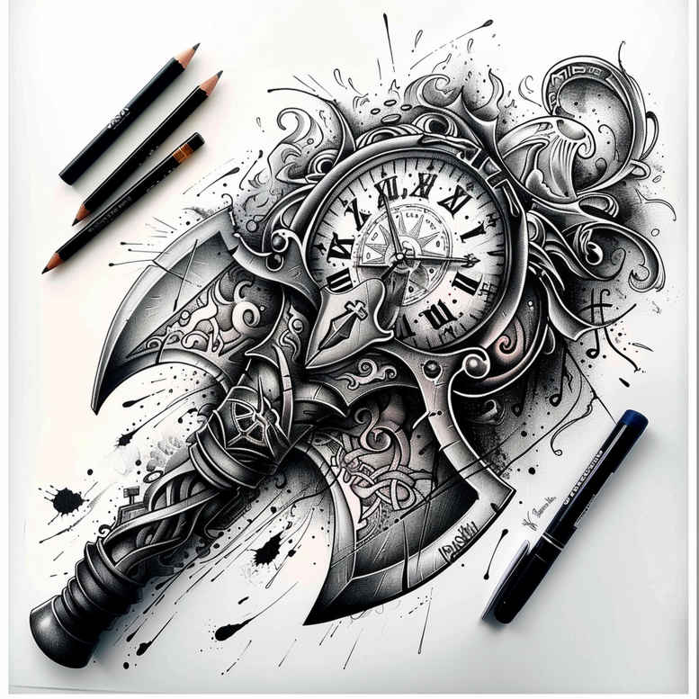 weapons-with-detail-micro-mandala-for-thigh – tattoo design ideas free ai generated – Gallery: weapons-inkby-ai