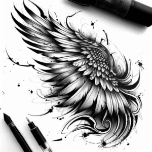 3d-wings-tattoo – tattoo design ideas free ai generated – neotraditional-layered-color – for-nape – Gallery: wings-inkby-ai