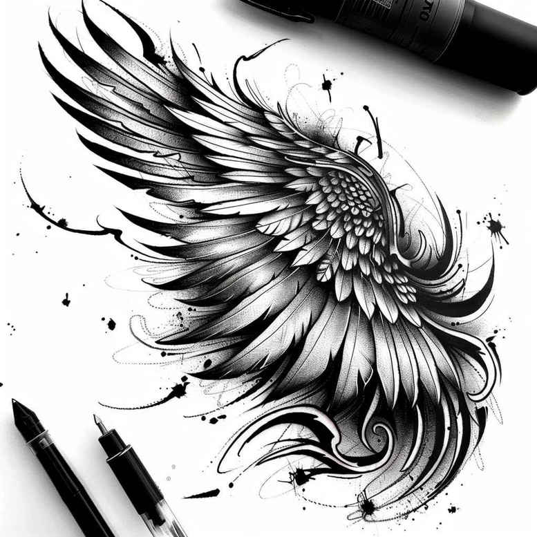 3d-wings-tattoo – tattoo design ideas free ai generated – neotraditional-layered-color – for-nape – Gallery: wings-inkby-ai