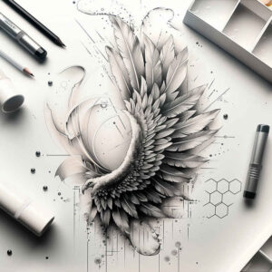 3d-wings-tattoo – tattoo design ideas free ai generated – surrealism-phantom-shadows – for-temple – Gallery: wings-inkby-ai