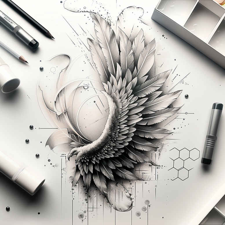 3d-wings-tattoo – tattoo design ideas free ai generated – surrealism-phantom-shadows – for-temple – Gallery: wings-inkby-ai