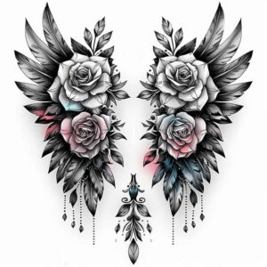 3d-wings-tattoo – tattoo design ideas free ai generated – surrealism-psychological-depth – for-lower-chest – Gallery: wings-inkby-ai
