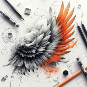 abstract-wings-tattoo – tattoo design ideas free ai generated – neotraditional-classic-motifs – for-thigh – Gallery: wings-inkby-ai