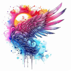 abstract-wings-tattoo – tattoo design ideas free ai generated – neotraditional-clean-fill – for-elbow – Gallery: wings-inkby-ai