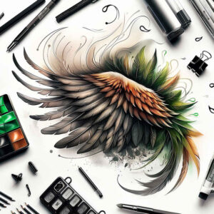 abstract-wings-tattoo – tattoo design ideas free ai generated – neotraditional-modern-classic – for-chest – Gallery: wings-inkby-ai