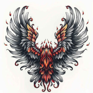 abstract-wings-tattoo – tattoo design ideas free ai generated – neotraditional-subtle-tone – for-lower-thigh – Gallery: wings-inkby-ai