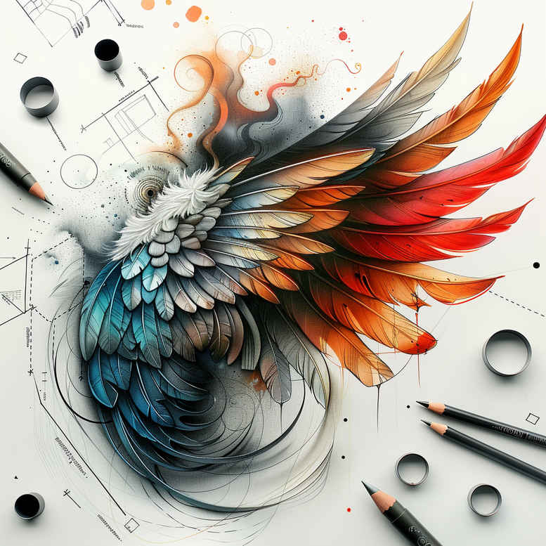 abstract-wings-tattoo – tattoo design ideas free ai generated – realism-skin-realism – for-foot – Gallery: wings-inkby-ai