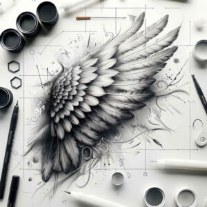 abstract-wings-tattoo – tattoo design ideas free ai generated – realism-soft-focus – for-triceps – Gallery: wings-inkby-ai